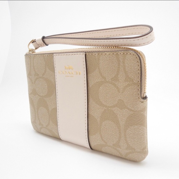 NWT Coach F87591 Double Corner Zip Wallet
Wristlet Canvas Light Khaki Primrose - Picture 5 of 7